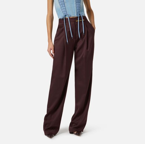Cool wool trousers with jewel plaque