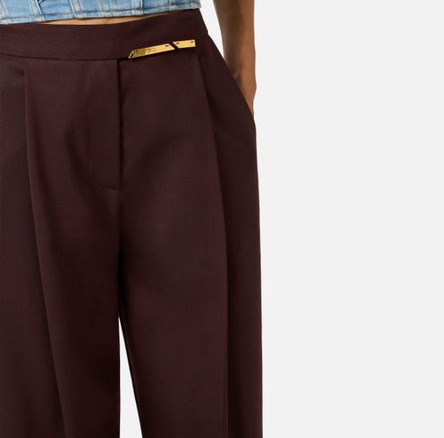 Cool wool trousers with jewel plaque