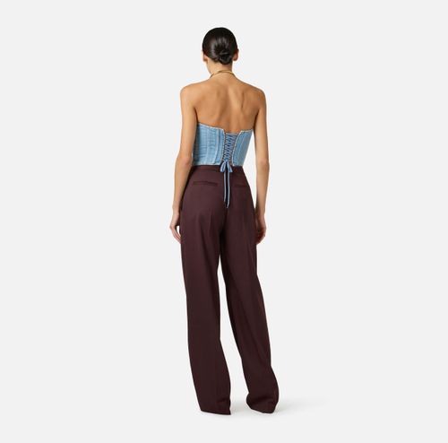 Cool wool trousers with jewel plaque