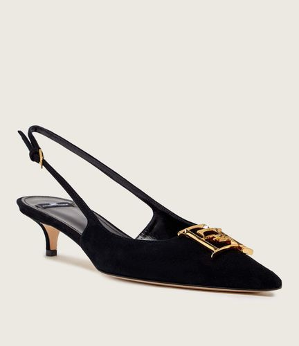 Suede slingbacks with logo detail