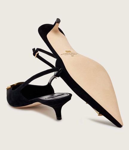 Suede slingbacks with logo detail