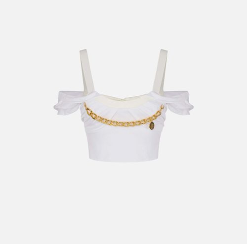 Stretch cotton top with necklace