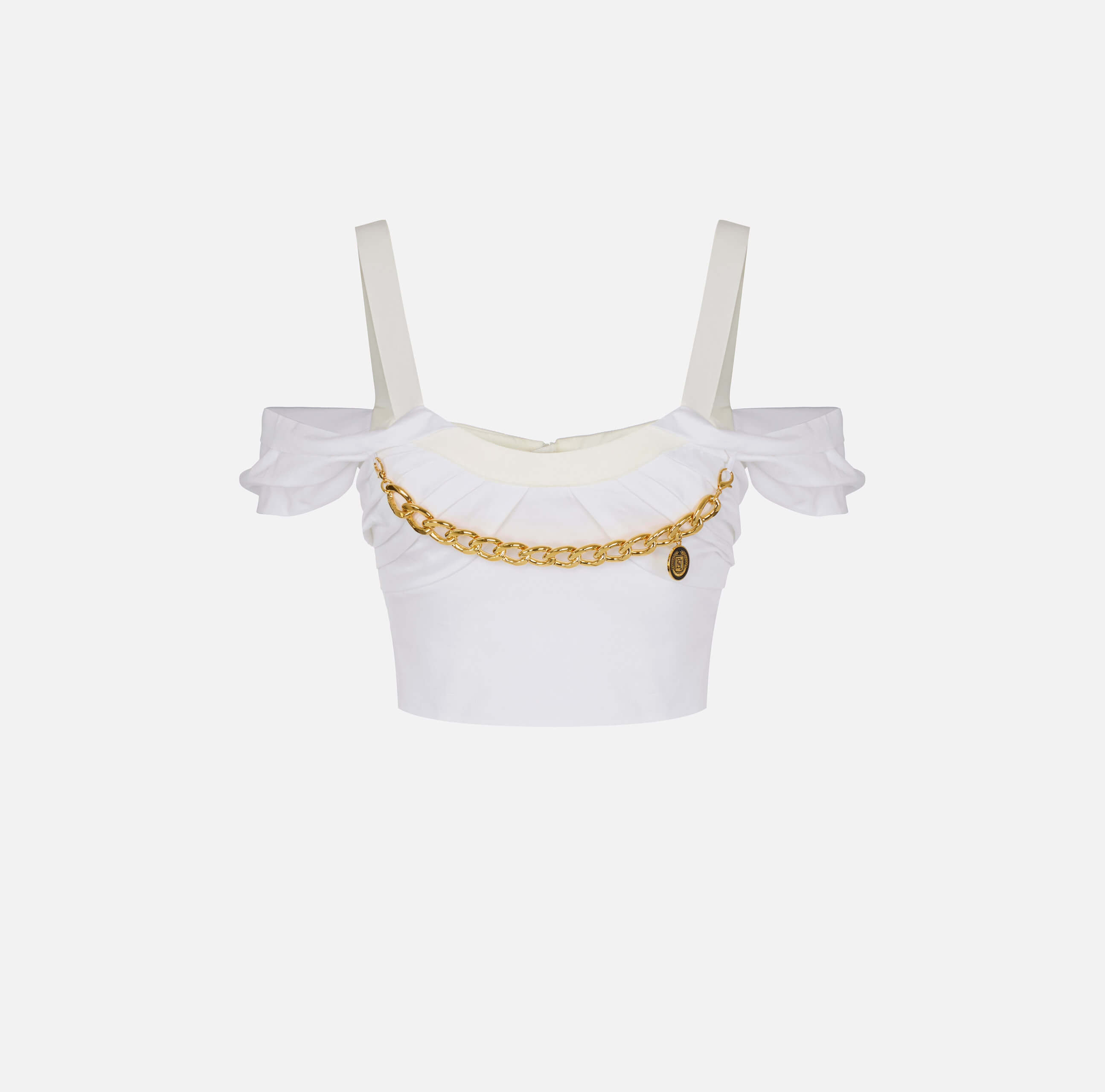 Stretch cotton top with necklace