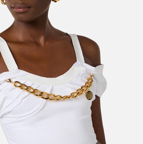 Stretch cotton top with necklace