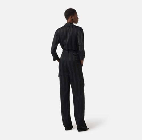 Satin jumpsuit with jacquard stripes
