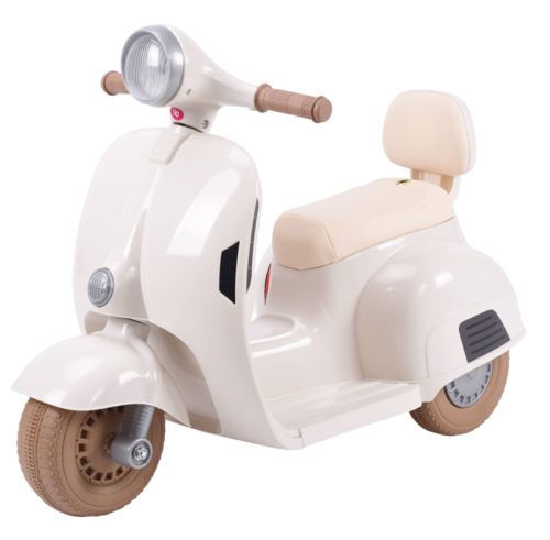 בימבה אופנוע ממונעת 6V וספה VESPA עם 3 גלגלים, אורות ואפקטים קוליים - קרם 1
