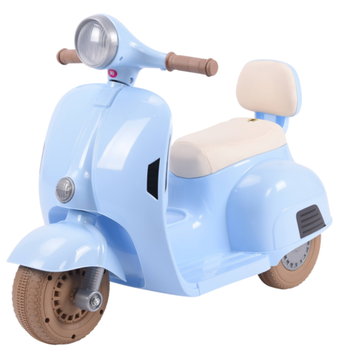 בימבה אופנוע ממונעת 6V וספה VESPA עם 3 גלגלים, אורות ואפקטים קוליים - תכלת 1