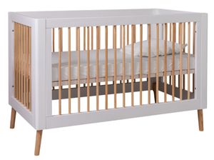 מיטת תינוק דגם קימברלי - לבן בשילוב עץ