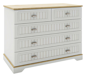 שידת תינוק רחבה מעוצבת סלין עם מסילות טריקה שקטה - לבן 