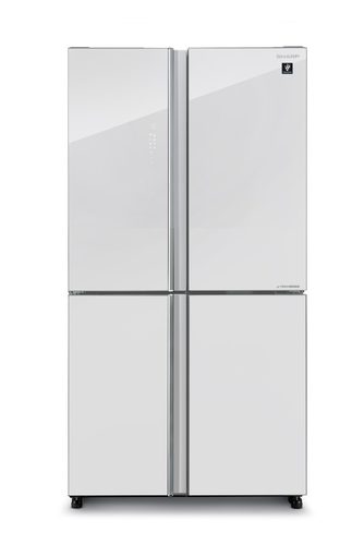 מקרר 4 דלתות דגם SJ-8960 WH בנפח 572 ליטר זכוכית לבנה כולל פיקוד שבת מובנה SHARP רוחב: 89.2 ס״מ
