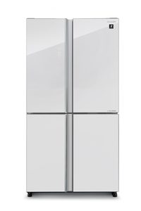 מקרר 4 דלתות דגם SJ-8960 WH בנפח 572 ליטר זכוכית לבנה כולל פיקוד שבת מובנה SHARP רוחב: 89.2 ס״מ