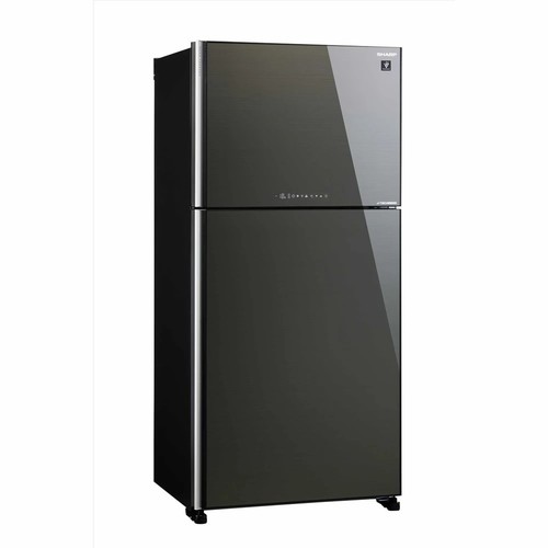  מקרר מקפיא עליון SHARP 520 ל' נטו ציפוי זכוכית דארק סילבר דגם  SJ 4650 DS Inverter + התקן בדץ העד''ח רוחב: 82 ס״מ