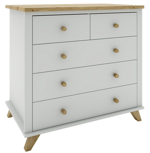 שידת תינוק פנדה עם מגירות טריקה שקטה - לבן / דמוי עץ