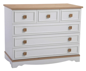 שידת תינוק רחבה קאונטרי עם מסילות טריקה שקטה - לבן בשילוב עץ