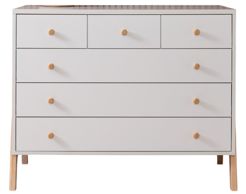 שידת תינוק רחבה ליסה עם מסילות טריקה שקטה - לבן בשילוב עץ