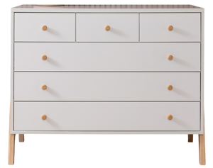 שידת תינוק רחבה ליסה עם מסילות טריקה שקטה - לבן בשילוב עץ