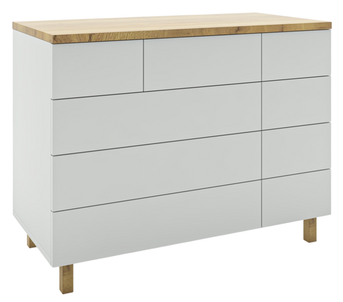 שידת תינוק רחבה שנהב עם מסילות טריקה שקטה ופתיחת טאצ' - לבן