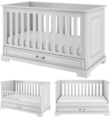 מיטת תינוק 3 ב 1 עם מגירת אחסון הופכת למיטת מעבר ונוער Bellamy - לבן אופוואיט
