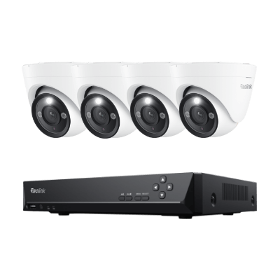 קיט אבטחה Reolink 12MP Ultra HD – זווית רחבה וצבע מלא 24/7 (8 ערוצים, 4 מצלמות כיפה וכונן 2TB)
