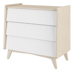 שידת תינוק 3 מגירות עם מסילות טריקה שקטה So Sixty - לבן דמוי עץ