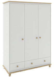 ארון מרטין לחדר תינוק / ילדים 3 דלתות - לבן משולב טבעי