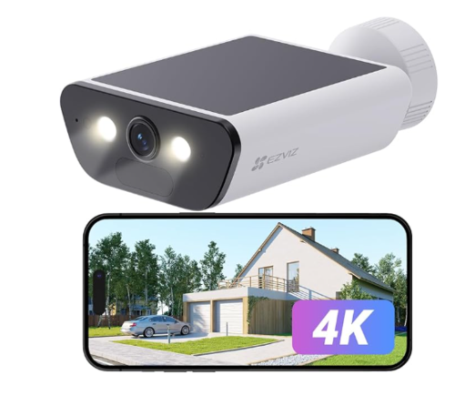 מצלמת אבטחה חכמה EZVIZ Cb5 4K עם סוללה, מעקב בזמן אמת וזיהוי תנועה