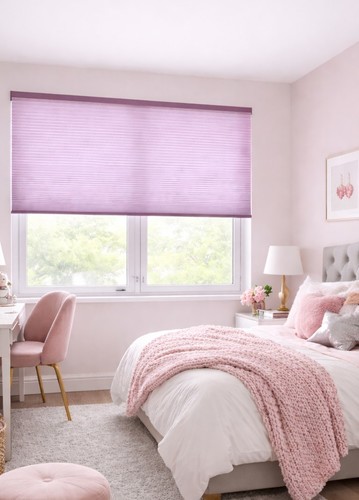 וילון כוורת אקורדיון שכבה כפולה - ורוד