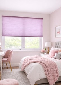 וילון כוורת אקורדיון שכבה כפולה - ורוד