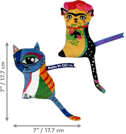  משחק לחתול בובת קונג ארט קאלו פיקאסו - Kong Artz Cats Crackling Cat Toys Kahlo/Picasso