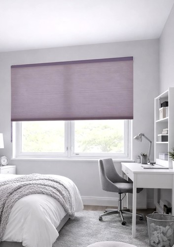 וילון כוורת אקורדיון שכבה כפולה - אפור סגלגל