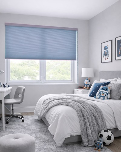 וילון אקורדיון שכבה כפולה - טורקיז