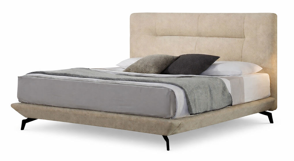 מיטה זוגית מרופדת מבד + ראש מיטה מעוצב דגם אדלין ADELIN מבית עמינח