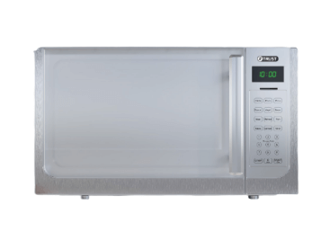 מיקרוגל דיגיטלי שחור (900W) עם פס נירוסטה וצלחת רחבה 