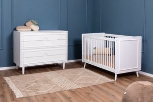 חדר תינוק אוליביה עם מיטת תינוק 2 ב 1 הופכת למיטת מעבר (טריקה שקטה)