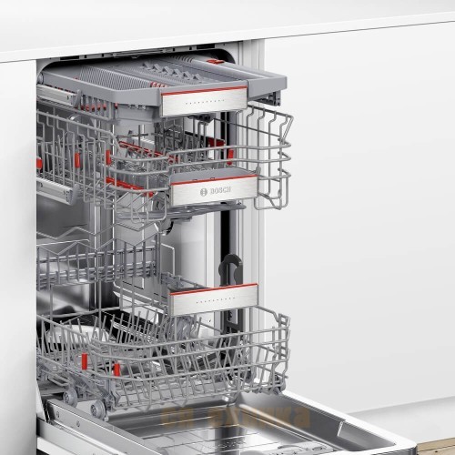 מדיח כלים צר אינטגרלי מלא Bosch  דגם SPV6YMX08E  כולל ייבוש במינרל Zeolite + הקרנת שעון על הרצפה. דגם חדש 2025