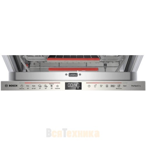 מדיח כלים צר אינטגרלי מלא Bosch  דגם SPV6YMX08E  כולל ייבוש במינרל Zeolite + הקרנת שעון על הרצפה. דגם חדש 2025