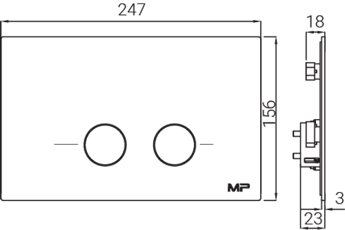 לחצן MP נירוסטה 316 מרובע 245.165.MB - שחור מט