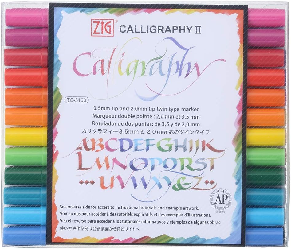 סט 24  טושים קליגפיים, דו צדדיים, מבית ZIG (סט מס II )