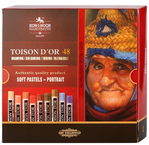 סט פסטל רך, 48 יח, עגול TOISON D'OR SOFT PASTEL -דגם PORTRAIT