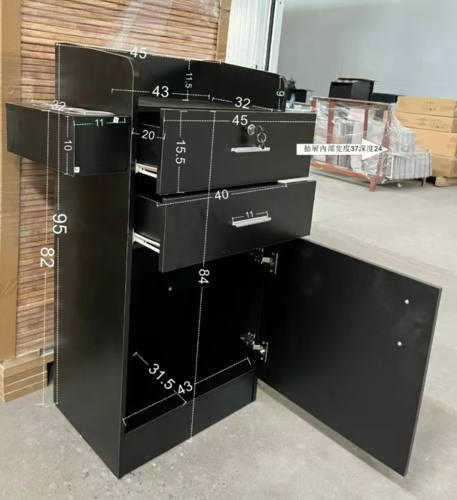 ארון שירות למספרה בצבע שחור