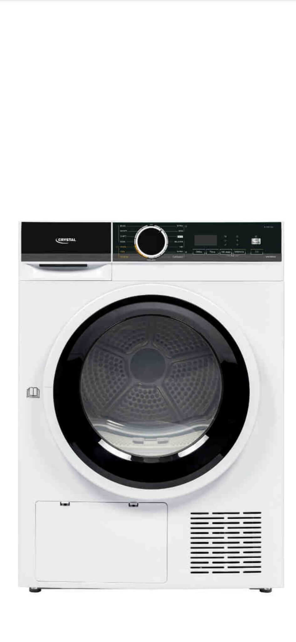 מייבש כביסה 8 ק"ג HEAT PUMP דגם CRYSTAL DHP8800B קריסטל לבן עם דלת שחורה
