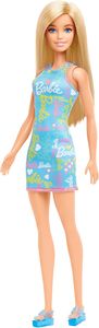 ברבי פשניסטה בלונדינית עם שמלת כתף BARBIE תכלת