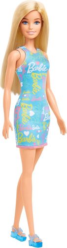 ברבי פשניסטה בלונדינית עם שמלת כתף BARBIE תכלת