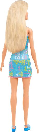 ברבי פשניסטה בלונדינית עם שמלת כתף BARBIE תכלת