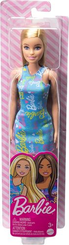 ברבי פשניסטה בלונדינית עם שמלת כתף BARBIE תכלת