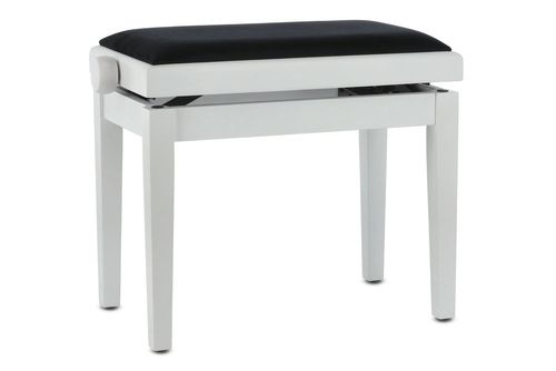 כסא פסנתר מתכוונן BENCH DELUXE בצבע לבן מט עם טופ שחור 130020 מבית GEWA (Germany)