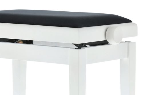 כסא פסנתר מתכוונן BENCH DELUXE בצבע לבן מט עם טופ שחור 130020 מבית GEWA (Germany)
