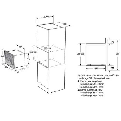 מיקרוגל בנוי 23 ליטר Gorenje BM235G1SYB זכוכית שחורה