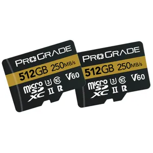 זוג כרטיסי זיכרון ProGrade 512GB micro SDXC UHS-II V60 Gold