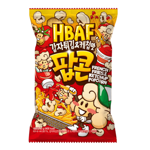 HBAF - חטיף פופקורן בטעם צ'יפס וקטשופ 80 גרם